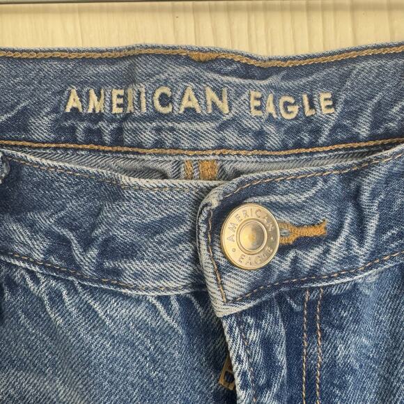 American Eagle 90st Straight Leg Jeans Size 14 Short High Rise Medium Wash Prep - Picture 6 of 8